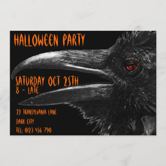 invitation à l'halloween raven effrayant