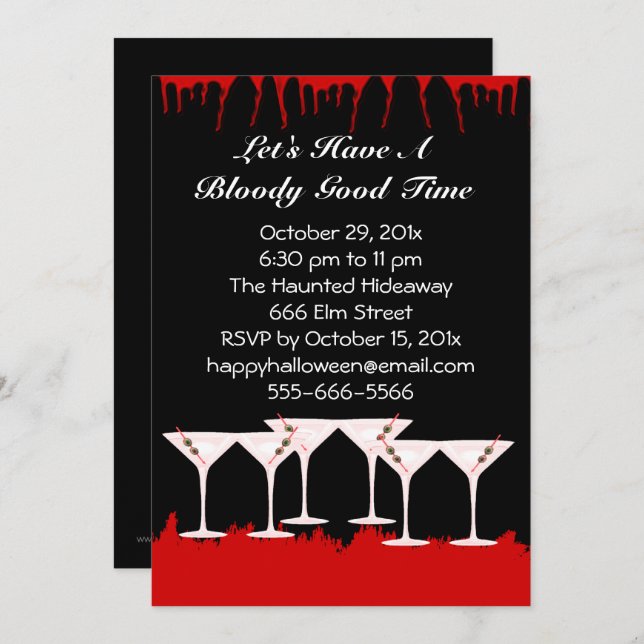 Invitation à l'Halloween sanglante (Devant / Derrière)