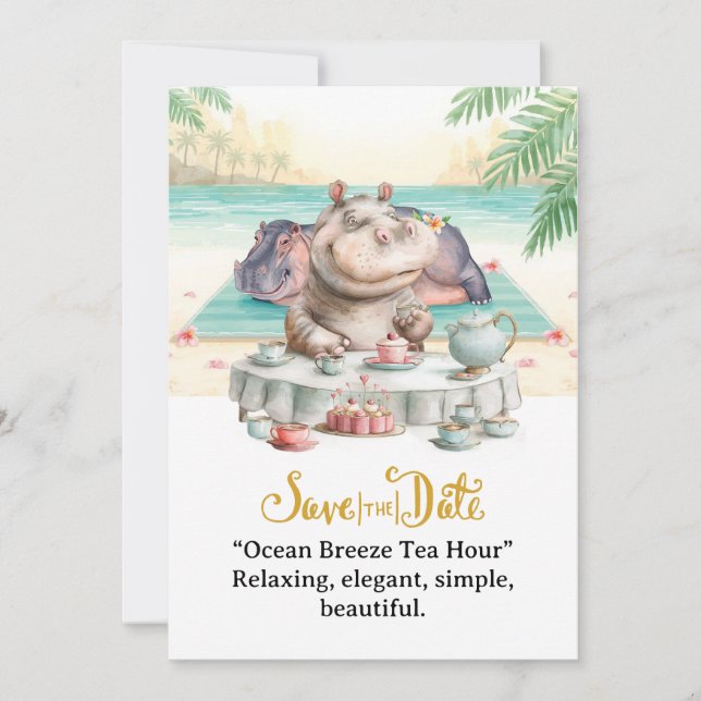 Invitation à l'heure du thé Ocean Breeze Hippo (Devant)