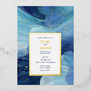 Invitation à l'huile de Faire-part de mariage bleu