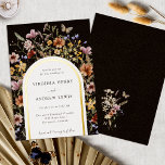 Invitation à l'huile de Faire-part de mariage d'ar<br><div class="desc">Invitation à l'huile de Faire-part de mariage d'arc noir. Cette invitation à la feuille mariage en arc de bouho élégante et élégante présente de magnifiques fleurs sauvages aquarelles peints à la main, disposés comme un cadre magnifique. Le dos comprend un beau bouquet de coordination avec un monogramme pour la mariée...</div>
