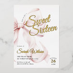 Invitation à l'huile de Sweet sixteen rose Bow<br><div class="desc">Pink Bow Sweet sixteen Anniversaire Invitation pour un arc moderne esthétique 16e anniversaire célébration</div>