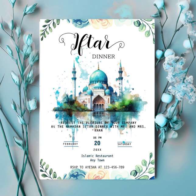 Invitation à l'Iftar de la mosquée à l'aquarelle f (Créateur téléchargé)