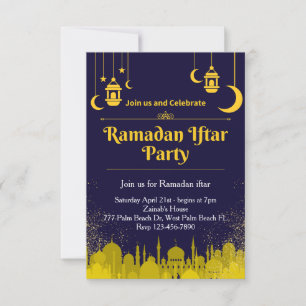 Invitation à l'Iftar pour le Ramadan Marine et Or