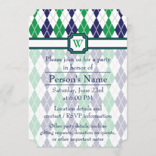 Invitation À l'invitation à motifs de losanges verte de
