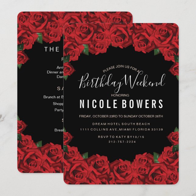 Invitation à l'itinéraire de week-end d'anniversai (Devant / Derrière)