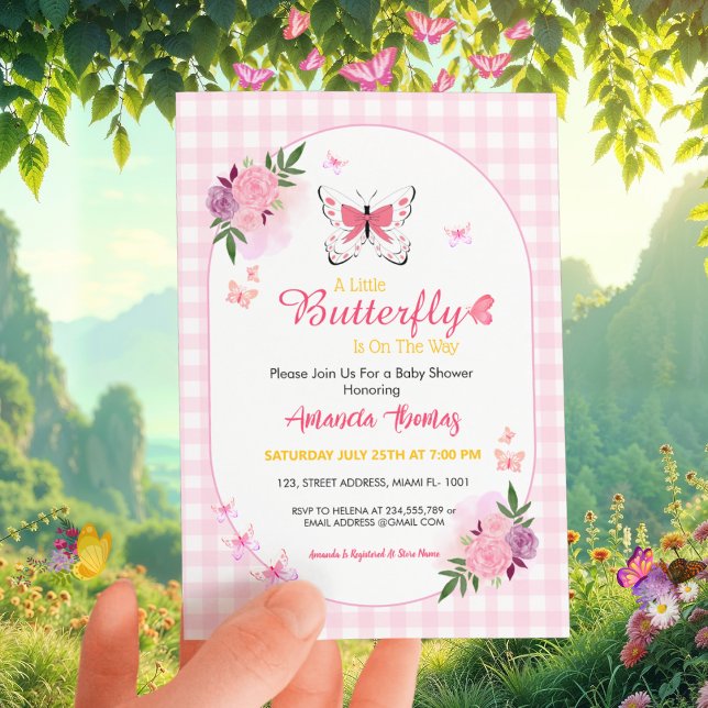 Invitation A Little Baby Butterfly Is On The Way Baby Shower  (Créateur téléchargé)