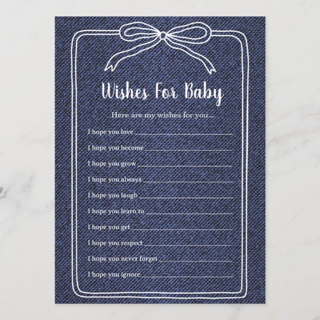 Invitation A Little Blue Jean Baby Denim Boy Baby Shower  (Devant)
