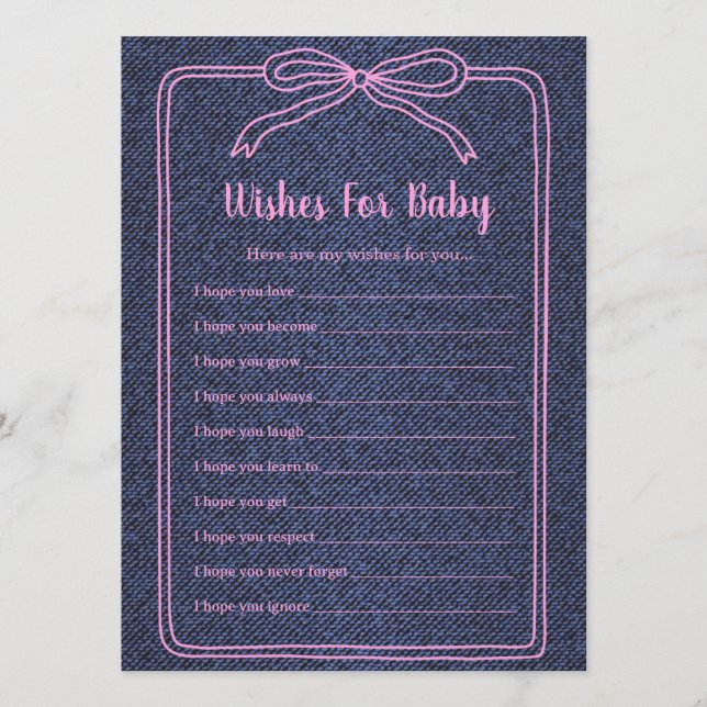 Invitation A Little Blue Jean Baby Denim Girl Baby Shower  (Devant)