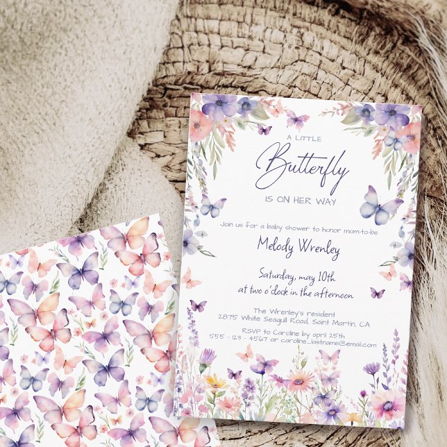 Invitation A Little Butterfly is on her way Baby Shower (Créateur téléchargé)