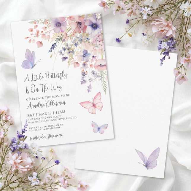 Invitation A Little Butterfly Wildflower Baby Shower (A Little Butterfly Wildflower Baby Shower Invitation)