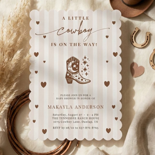 Invitation A Little Cowboy Is On The Way Western Baby Shower (Créateur téléchargé)