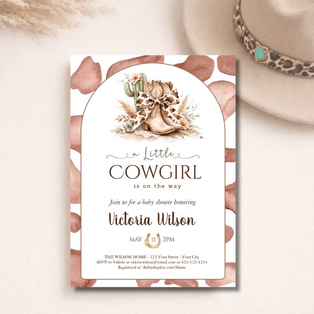 Invitation A Little Cowgirl Western Girl Baby Shower Arched (Créateur téléchargé)