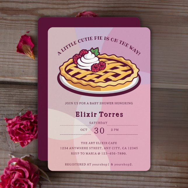 Invitation A Little Cutie Pie Minimalist Purple Baby Shower (Créateur téléchargé)