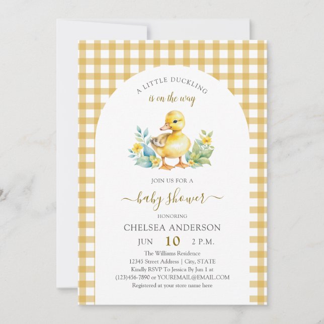 Invitation A Little Duckling is On The Way Duck Baby Shower (Devant)