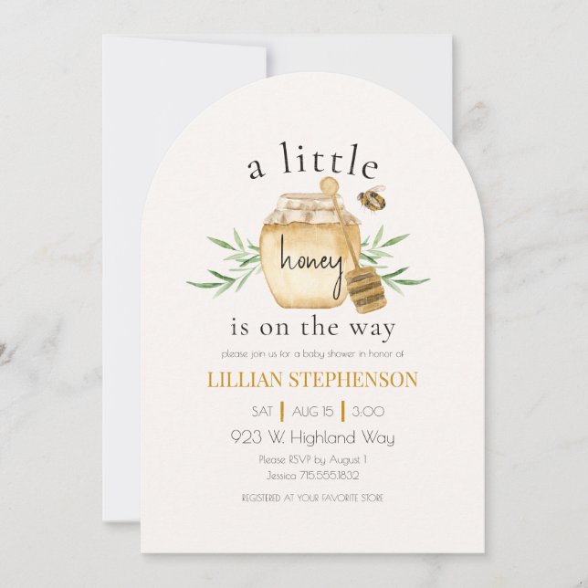 Invitation A Little Honey Is On The Way Bee Baby Shower (Devant)