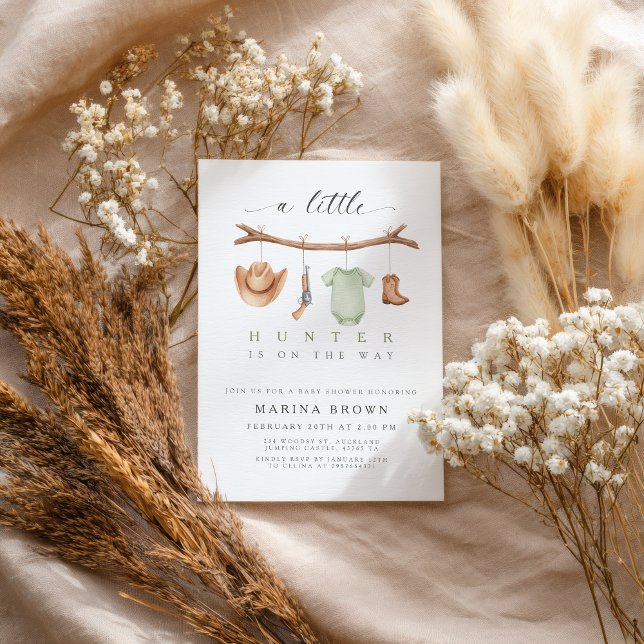 Invitation A little hunter is on the way baby shower  (a little hunter is on the way invitation)