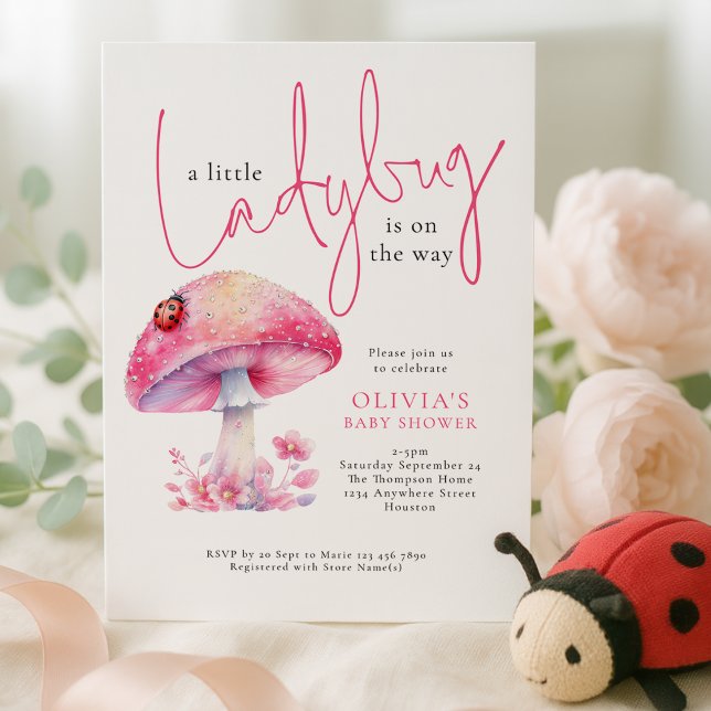 Invitation A Little Lady Bug Toadstool Baby Shower (Créateur téléchargé)