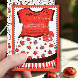 Invitation A Little Lady is on Her Way Watercolor Ladybug 
