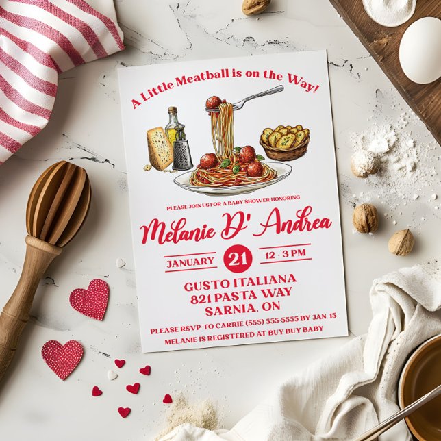 Invitation A Little Meatball is on the Way!  Baby Shower (Créateur téléchargé)