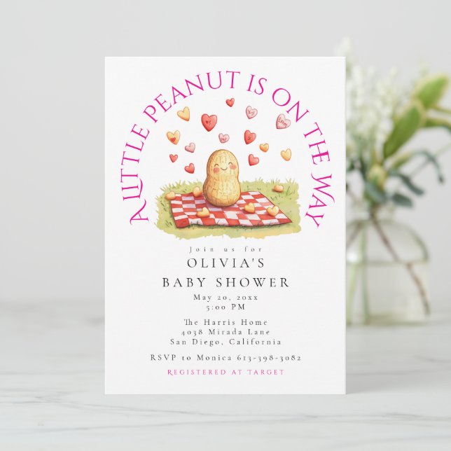 Invitation A Little Peanut is on the Way Baby Shower (Debout devant)