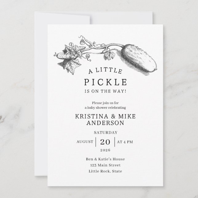 Invitation A Little Pickle Gender Neutral Baby Shower (Devant)