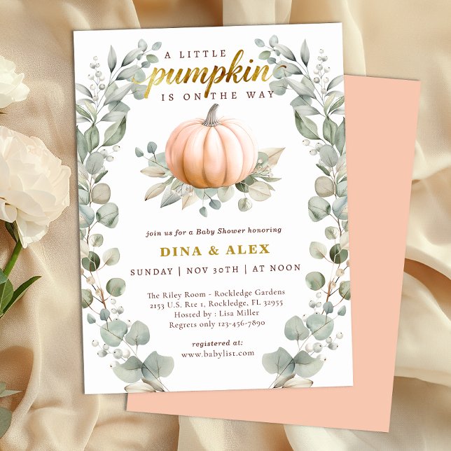 Invitation A Little Pumpkin Is on the Way Fall Baby Shower  (Little Pumpkin Baby Shower - Orange)