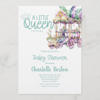 Invitation A Little Queen Mardi Gras Float Baby Shower