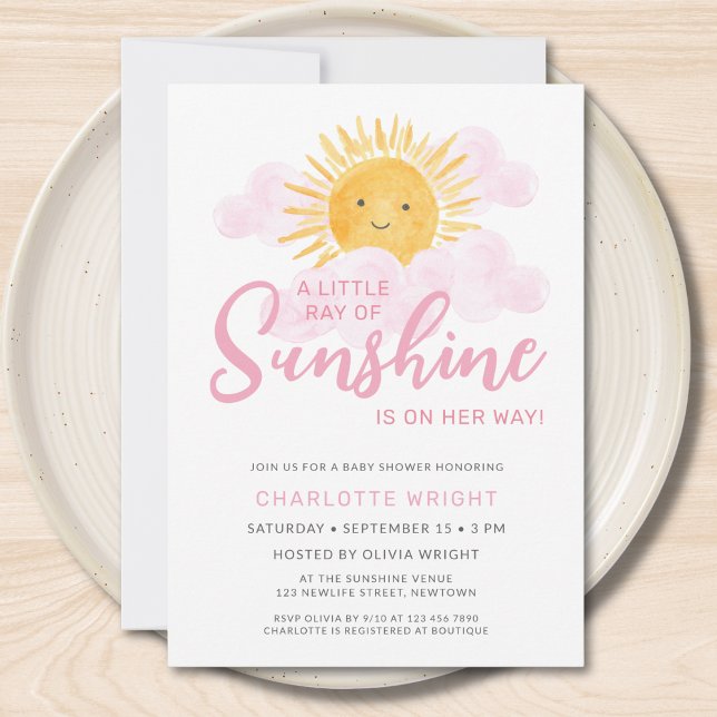 Invitation A Little Ray Of Sunshine Is On Her Way Baby Shower (Créateur téléchargé)