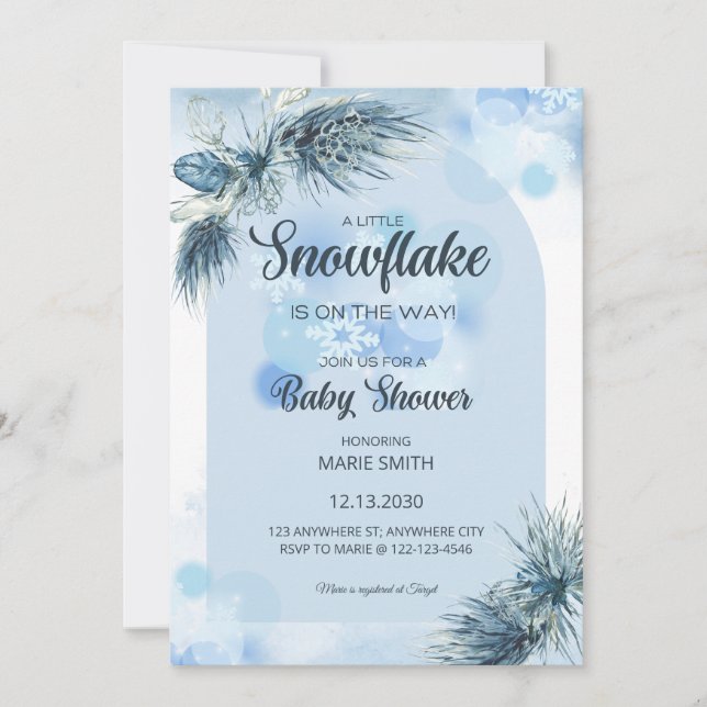 Invitation A Little Snowflake is on the Way Baby Shower (Devant)