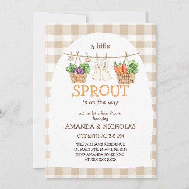 Invitation A Little Sprout Is On The Way  Baby Shower (Devant)