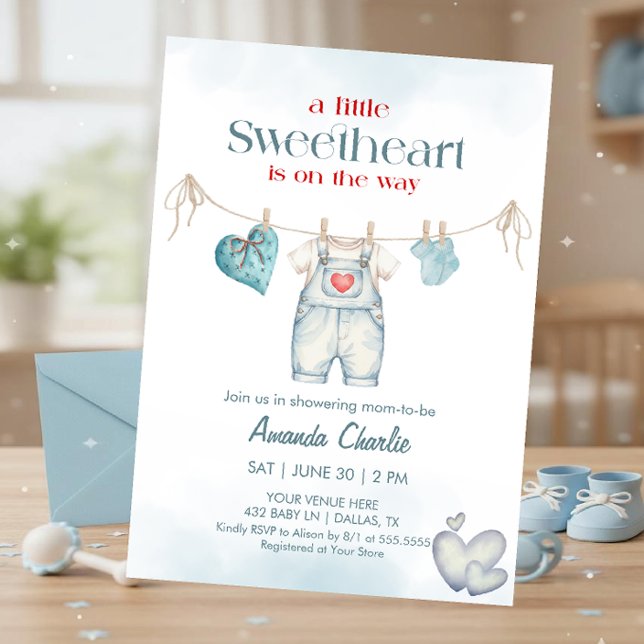 Invitation A little sweetheart Blue Boy Baby shower (Créateur téléchargé)