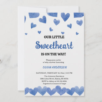 Invitation A Little Sweetheart Blue Valentine Baby Shower 