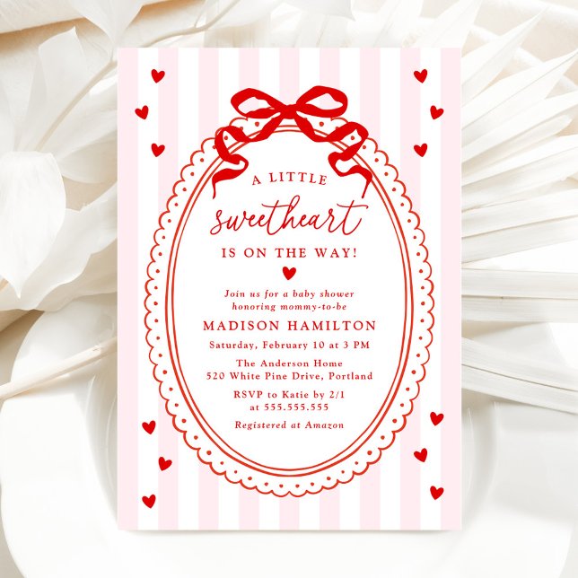 Invitation A Little Sweetheart Bow Baby Shower (Créateur téléchargé)