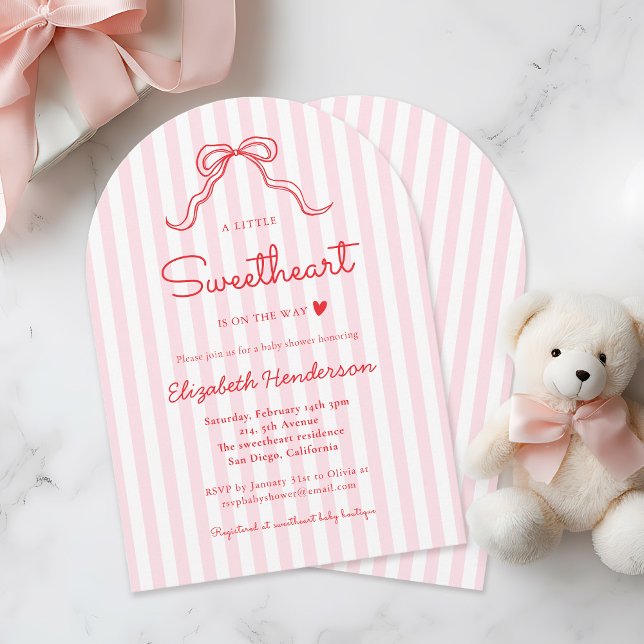 Invitation A Little Sweetheart Bow Pink Baby Shower (Créateur téléchargé)