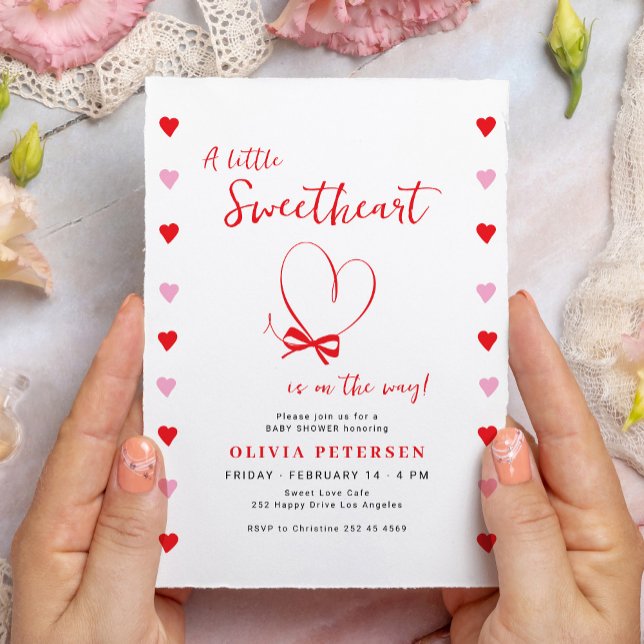 Invitation A little sweetheart cute Valentines baby shower (Créateur téléchargé)
