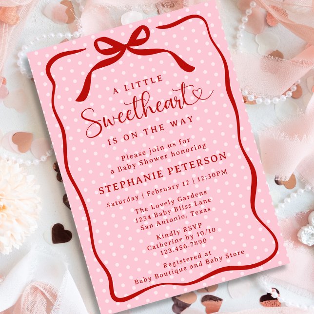 Invitation A Little Sweetheart Is On The Way Girl Baby Shower (Créateur téléchargé)
