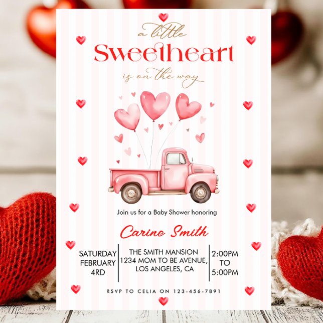 Invitation A  Little Sweetheart truck Baby Shower  (Créateur téléchargé)