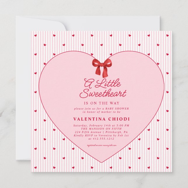 Invitation A Little Sweetheart Valentine Coquette Baby Shower (Devant)