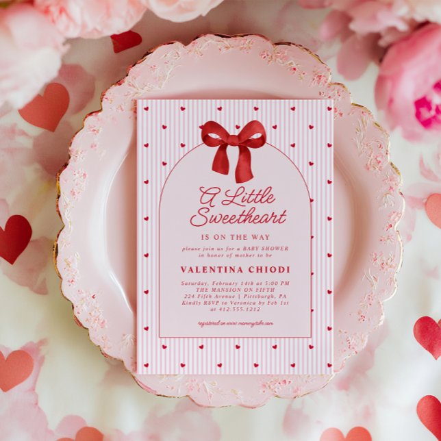 Invitation A Little Sweetheart Valentine Coquette Baby Shower (A Little Sweetheart Baby Shower Invitation )