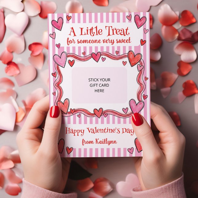 Invitation A Little Treat Valentine's Gift Card Holder Card (Valentine's Day gift card holder - order printed or digital for DiY Printing)