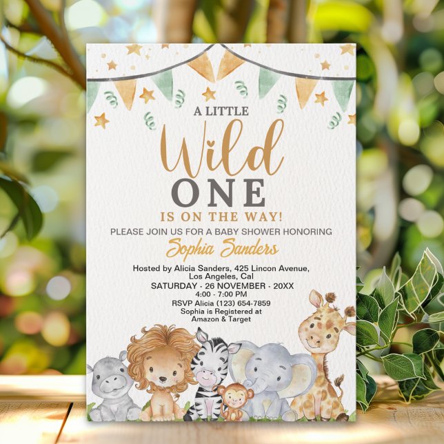 Invitation A Little Wild One Safari Animals Baby Shower (Créateur téléchargé)