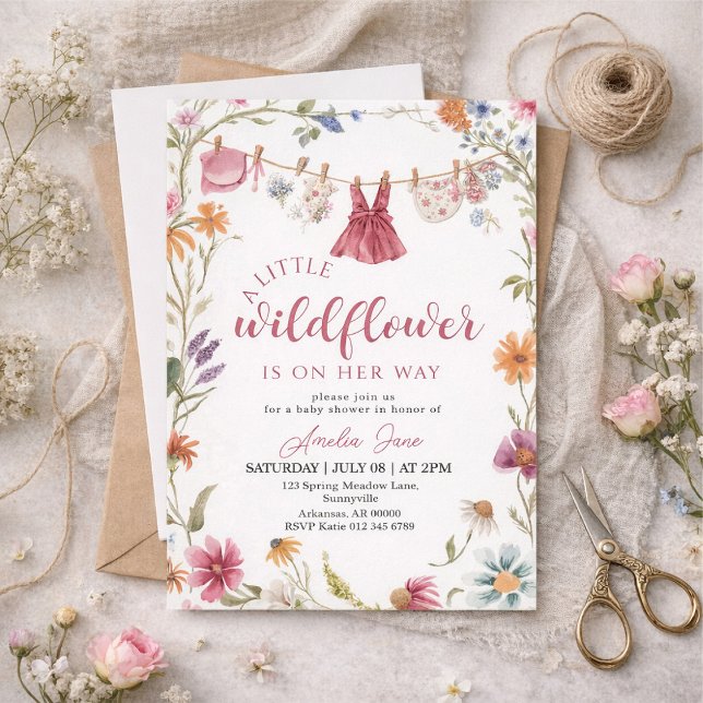 Invitation a little wildflower baby shower (Créateur téléchargé)