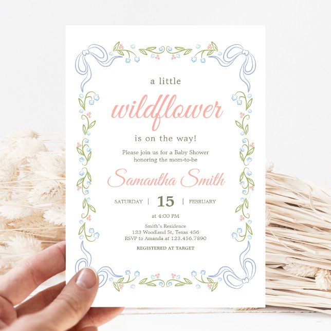 Invitation A Little Wildflower Baby Shower ( Wildflower Baby Shower Invitaiton)