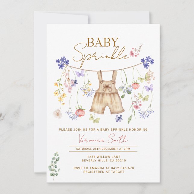 Invitation A Little Wildflower Girl Baby Sprinkle  (Devant)