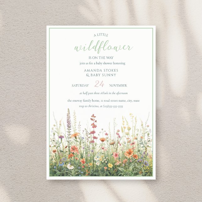 Invitation A Little Wildflower Girl Boho Baby Shower (Créateur téléchargé)
