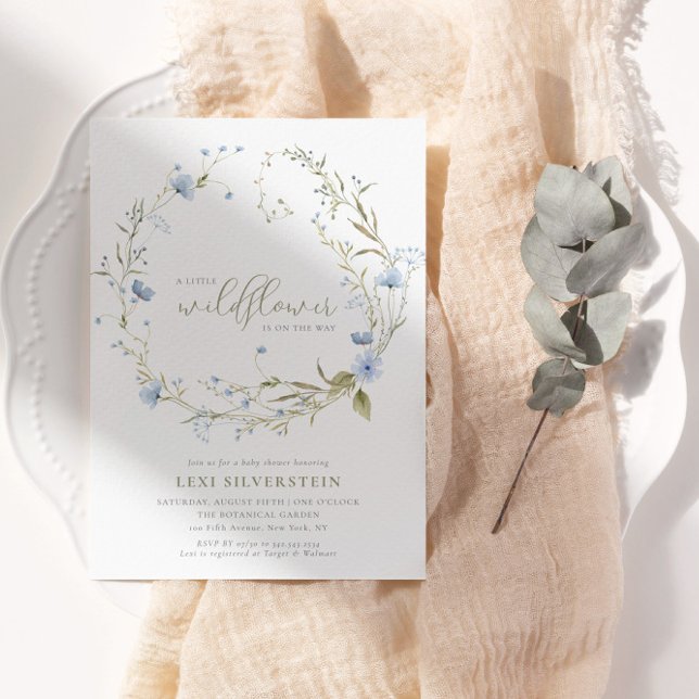 Invitation A Little Wildflower Green Boho Bébé Fil (Créateur téléchargé)