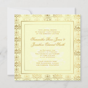Invitation à l'ivoire et à l'or Mariage damassé