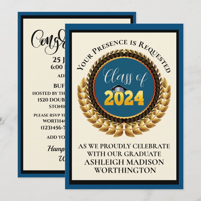 Invitation à l'obtention du diplôme (Devant / Derrière)