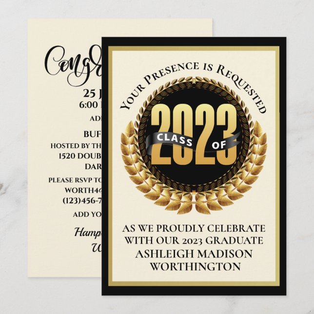 Invitation à l'obtention du diplôme (Devant / Derrière)